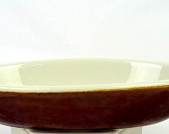 Hall Pottery USA 527 Brown Shell Handle Vintage 8" Au Gratin Dish 1930-1970