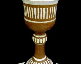 Studio Art Pottery Werner Signierte Stripes & Ringe Geworfen 7 1/2 "Kelch