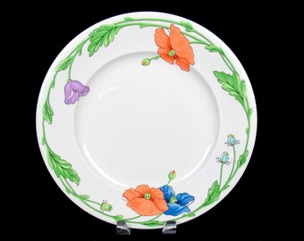 Villeroy & Boch Porcelain Amapola Blue Orange Poppies 12 1/2" Chop Plate 1978-