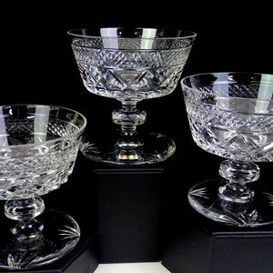 Libbey Rock Sharpe Crystal 1002 Shannon Pattern 3 piezas 3 1/2" Low Sherbets 1942-