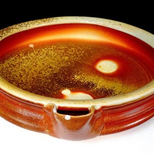 Studio Art Pottery Signed Haa Wheel Thrown Speckled Brown 12 3/8" Bowl W/ Spout
