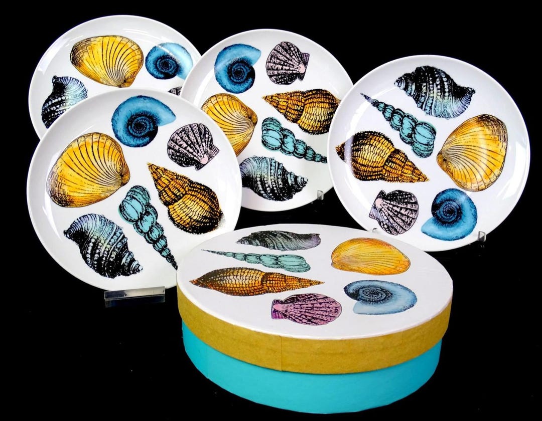 Bia Cordon Bleu Chinese Porcelain Coastal Seashell 4pc 7 1/4