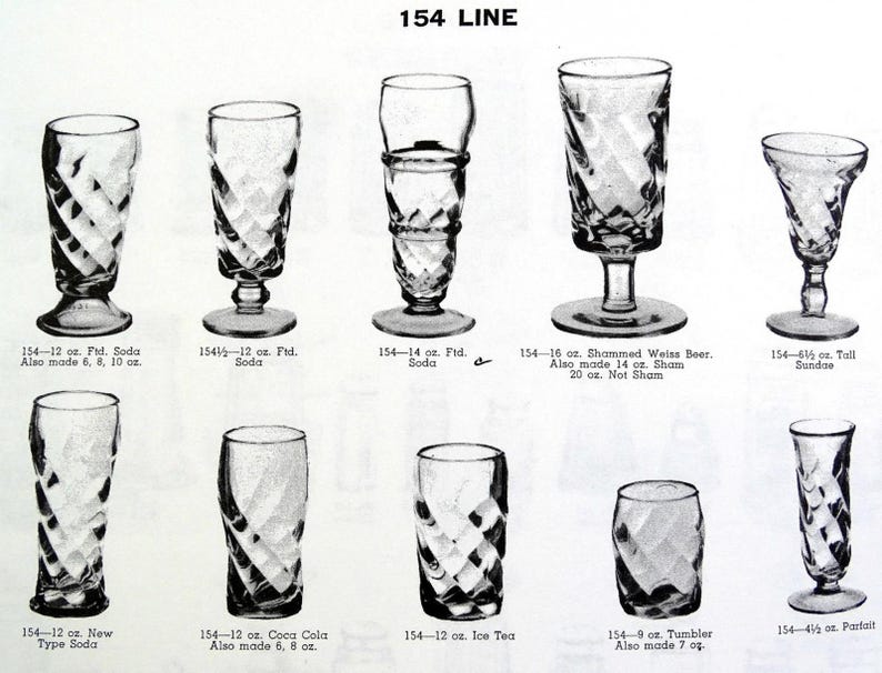 Paden City Glass 154 Rena Resturant Ware Swirl Cheriglo 5 3/4" Parfait 1933-40 immagine 12