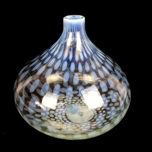 Studio Art Glass White Opaline Spotted Large Tear Drop 8 1/8&quot; Vase