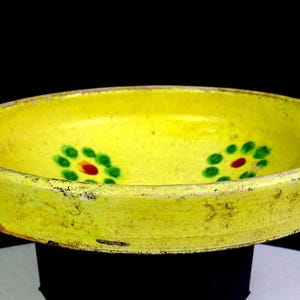 Multan Pakistan Antique Clay Pottery Yellow Floral Pattern 6 1/4" Bowl 1900-1930