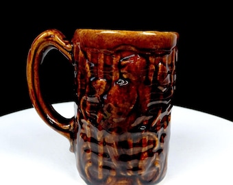 Bennington Pottery Flint / Rockingham Glaze Parrot Bird 5&quot; Beer Stein 1890&#39;S