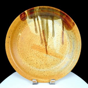 Newlands Signed Northwest Art Pottery Tan Speckled Drip Glaze 12" Platter