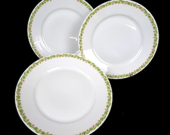 O och Eg Oscar & Edgar Gutherz Clover och Bloom 3-delat antika 8" salladstallrikar 1899-