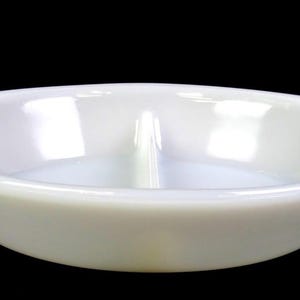 Jeannette Glass Co Glasbake J2352 Mjölkglas 11 3/4" Oval Delad Bakare 1961-69