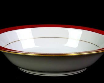 Tigela oval para vegetais Noritake, porcelana, padrão Goldhill, ouro e ferrugem, 10", 1965-77