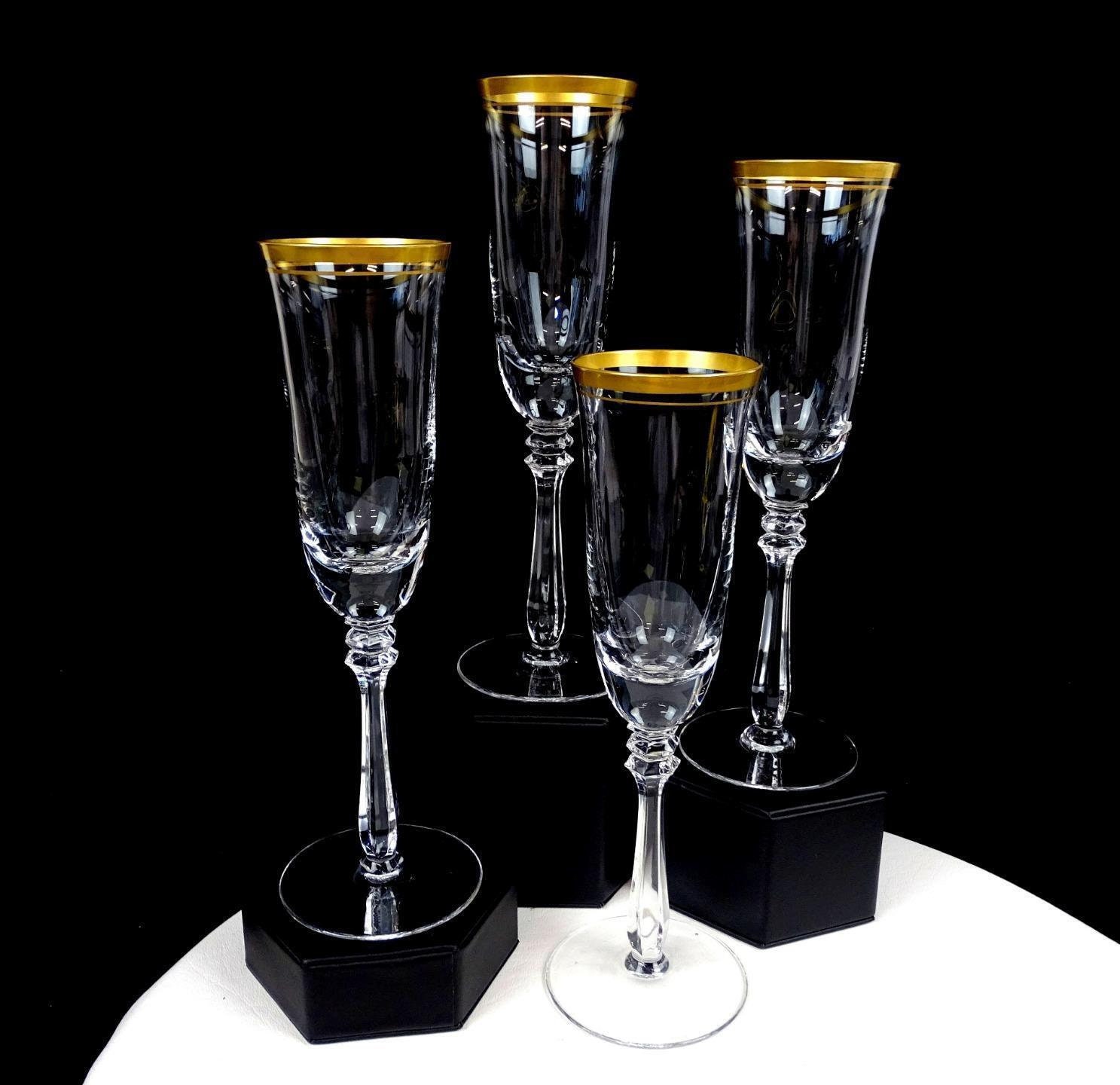 Pair Mikasa OLD DUBLIN Crystal Champagne Flutes Vertical lines