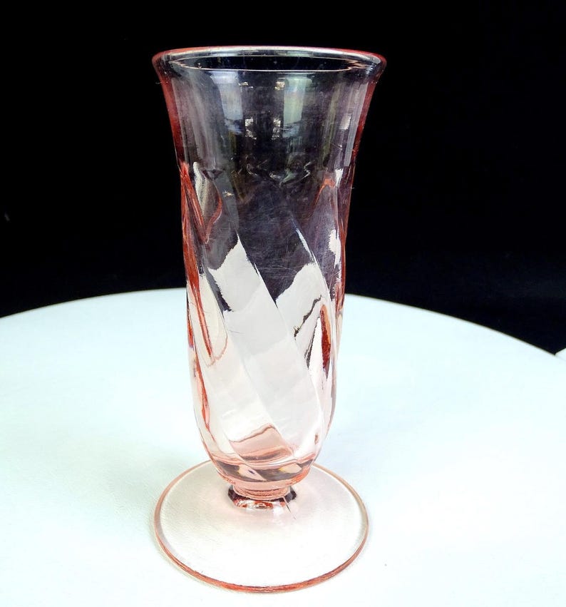 Paden City Glass 154 Rena Resturant Ware Swirl Cheriglo 5 3/4" Parfait 1933-40 immagine 10