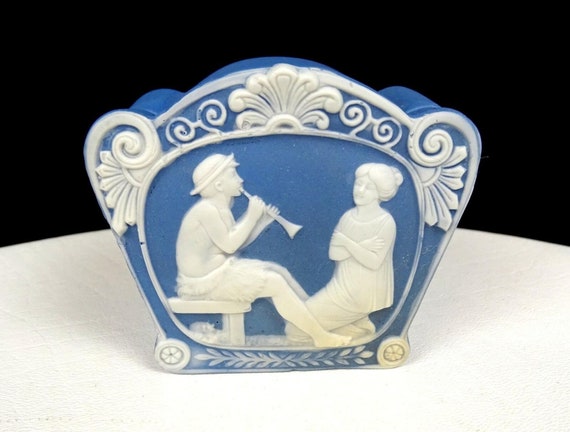 Antique Schafer And Vater Blue Jasperware 2" Dres… - image 1