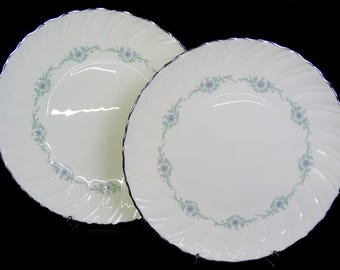 Platos llanos de porcelana Lenox Musette gris floral, 2 piezas, con detalles en platino, de 10 1/2", 1961
