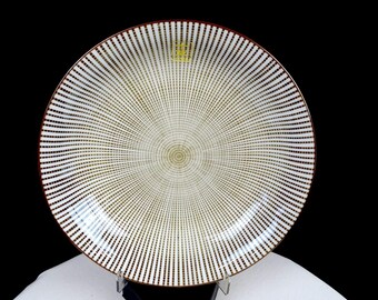 Sendan Tokusa Japanese Porcelain Brown Patterned Vintage 8 7/8" Dish 1970