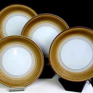 Servizio da pane, burro e piattini Denby Langley Pottery, modello Seville Brown, 4 pezzi, 18 cm, 1975-1987