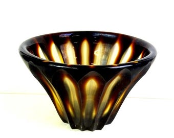 Crate And Barrel India Glass Brown & Clear 3 1/8" Orla Tealight Votive Holder