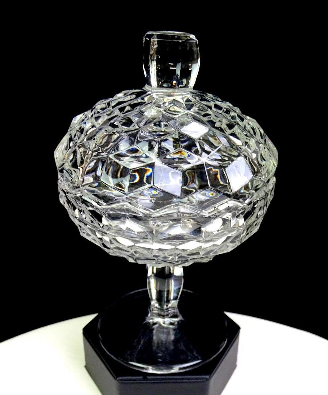 Fostoria American Glass 2056 Clear Vintage 6 3/4 Lidded Jam / Jelly