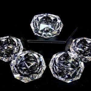 EAPG Pattern Glass Clear Faceted & Star 6 Pc Antique 1 5/8" Salt Dips 1880-1900