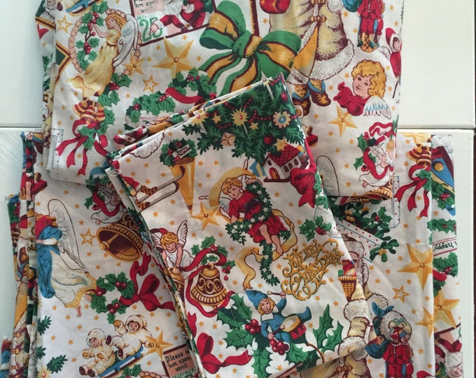 Vintage Twin Size Christmas Bed Sheet Linen Set Etsy