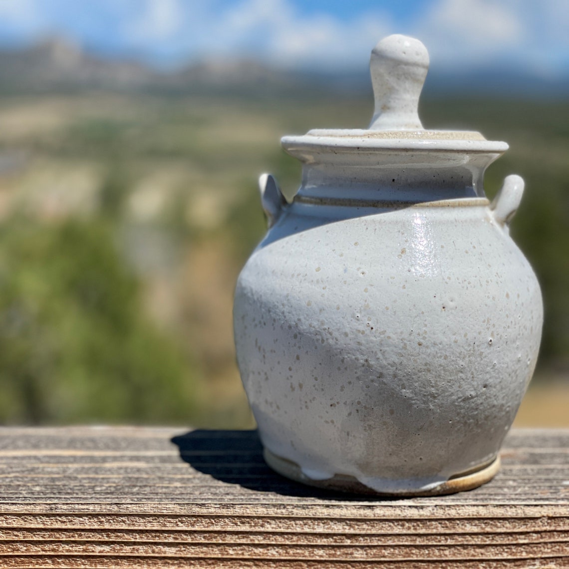 Pottery handmade sourdough crock covered jar white Etsy
