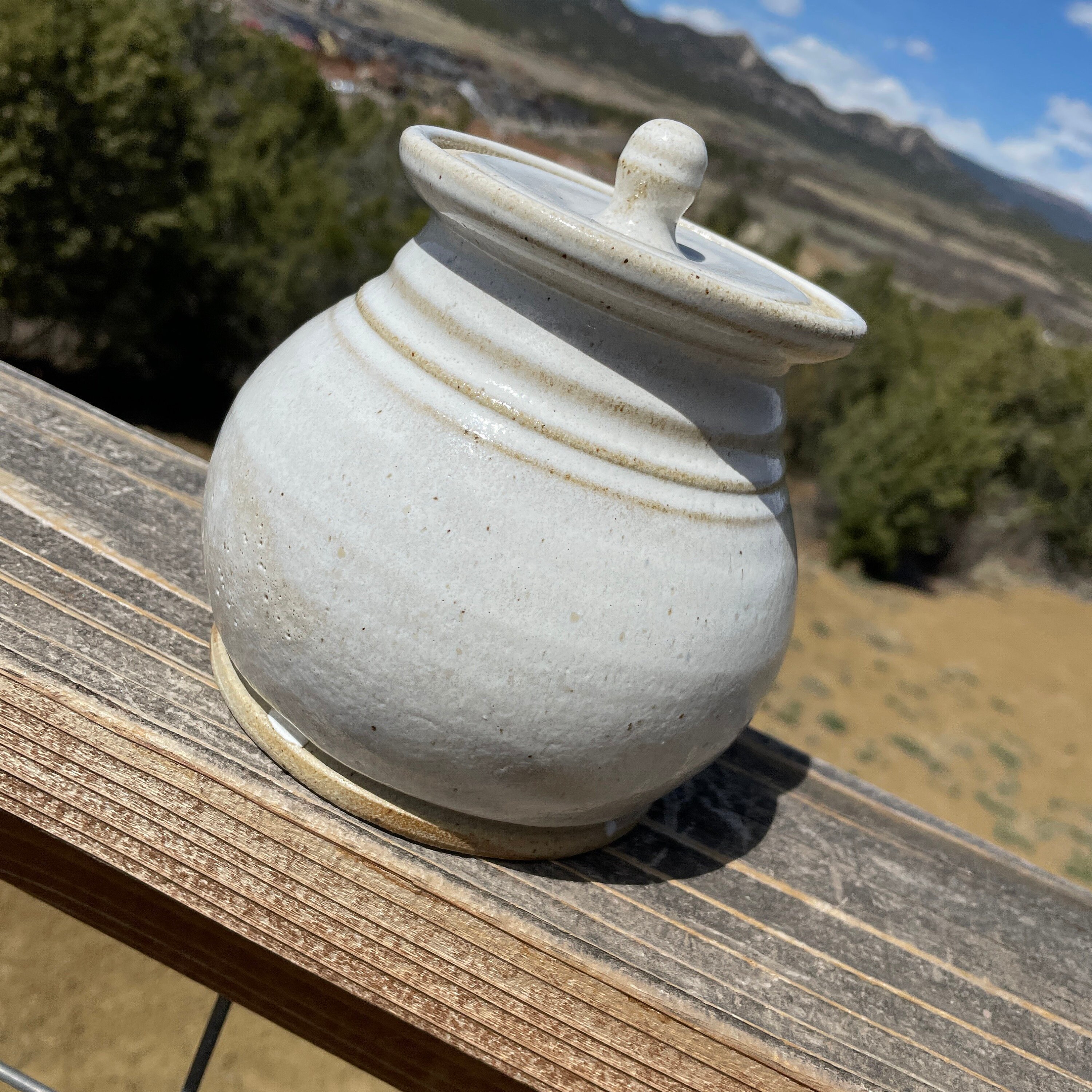 White canister ceramic sourdough crock jar Etsy