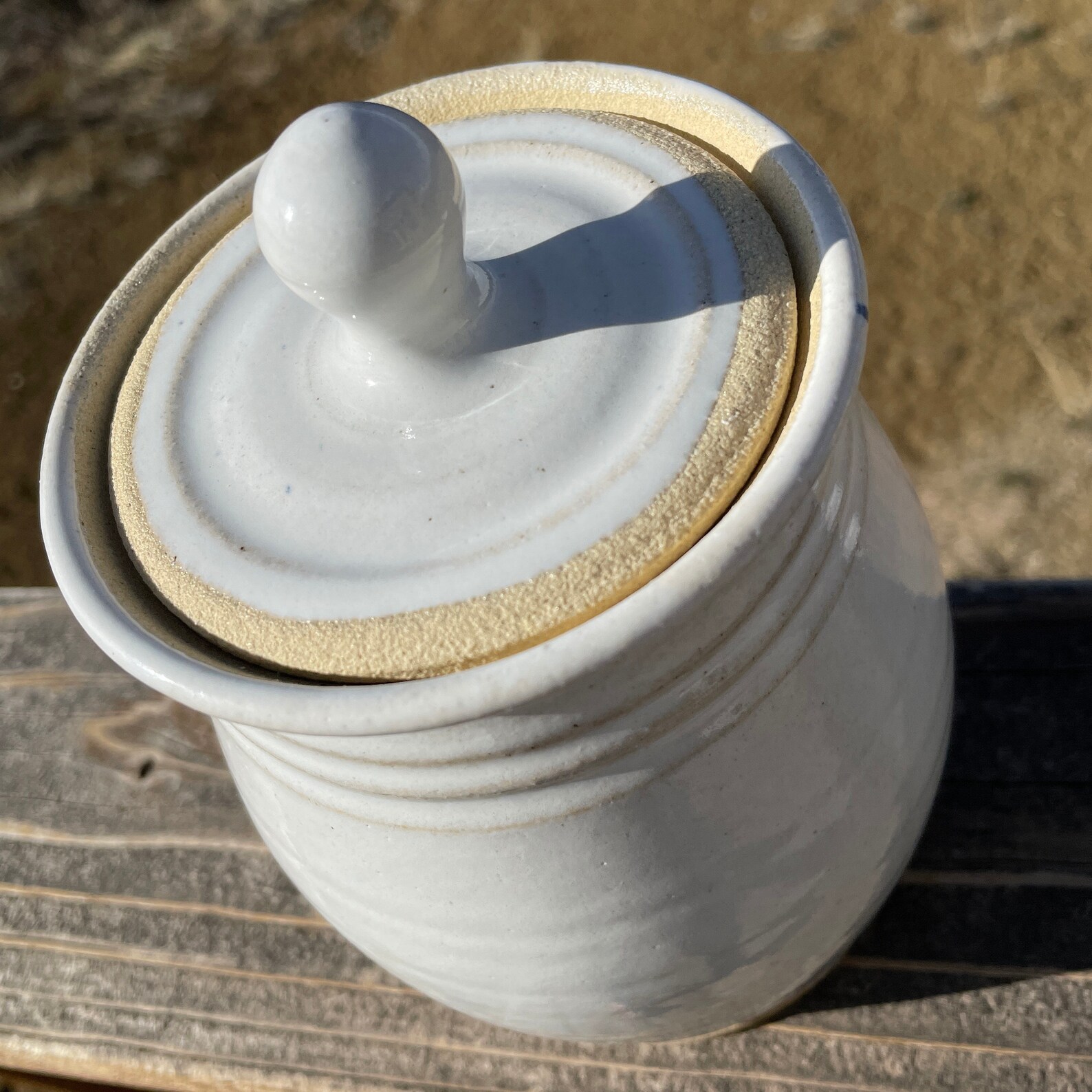 Pottery handmade sourdough crock covered jar white Etsy
