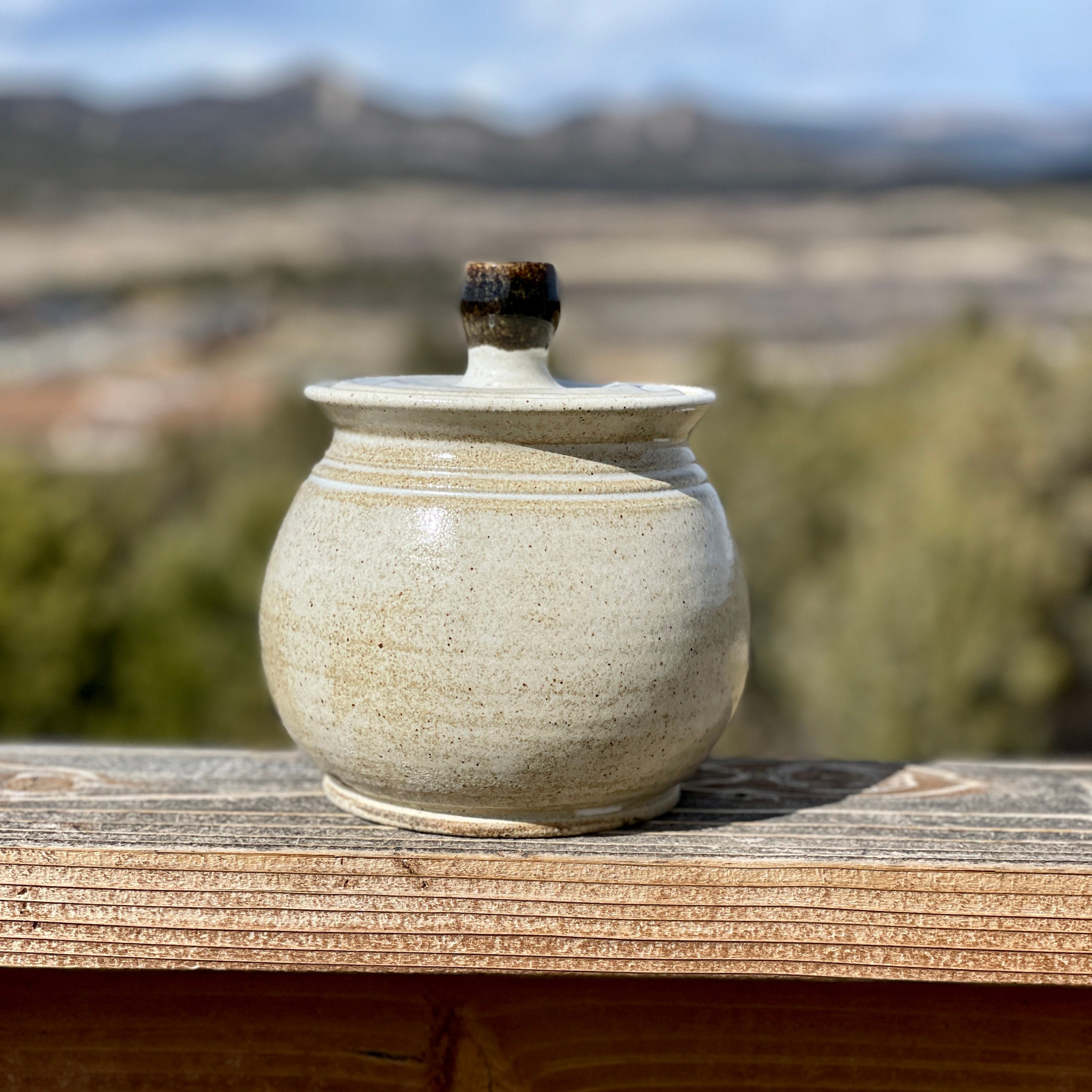 Pottery handmade sourdough crock earth tones white brown Etsy