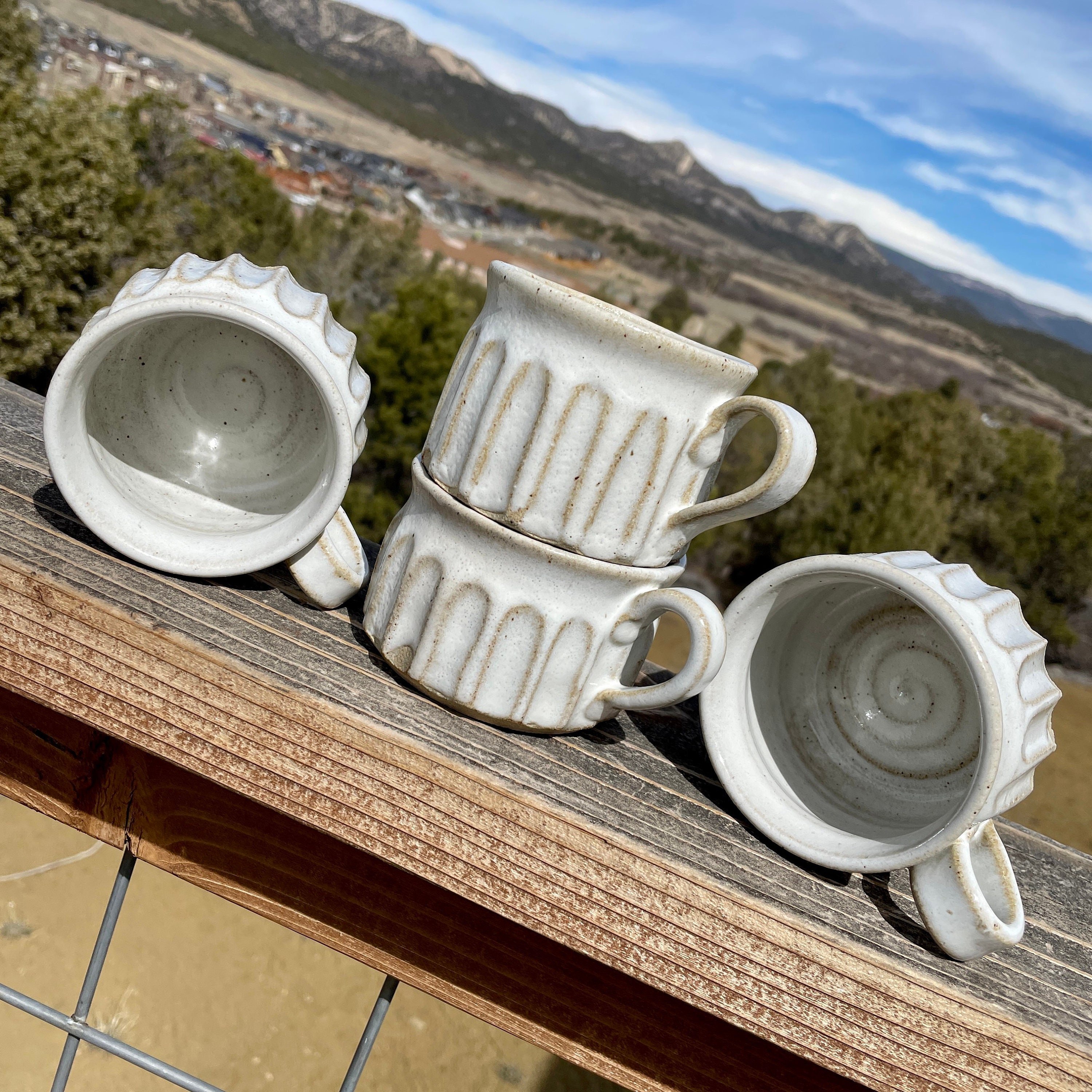 White mug pottery Durango fluted espresso coffee Etsy