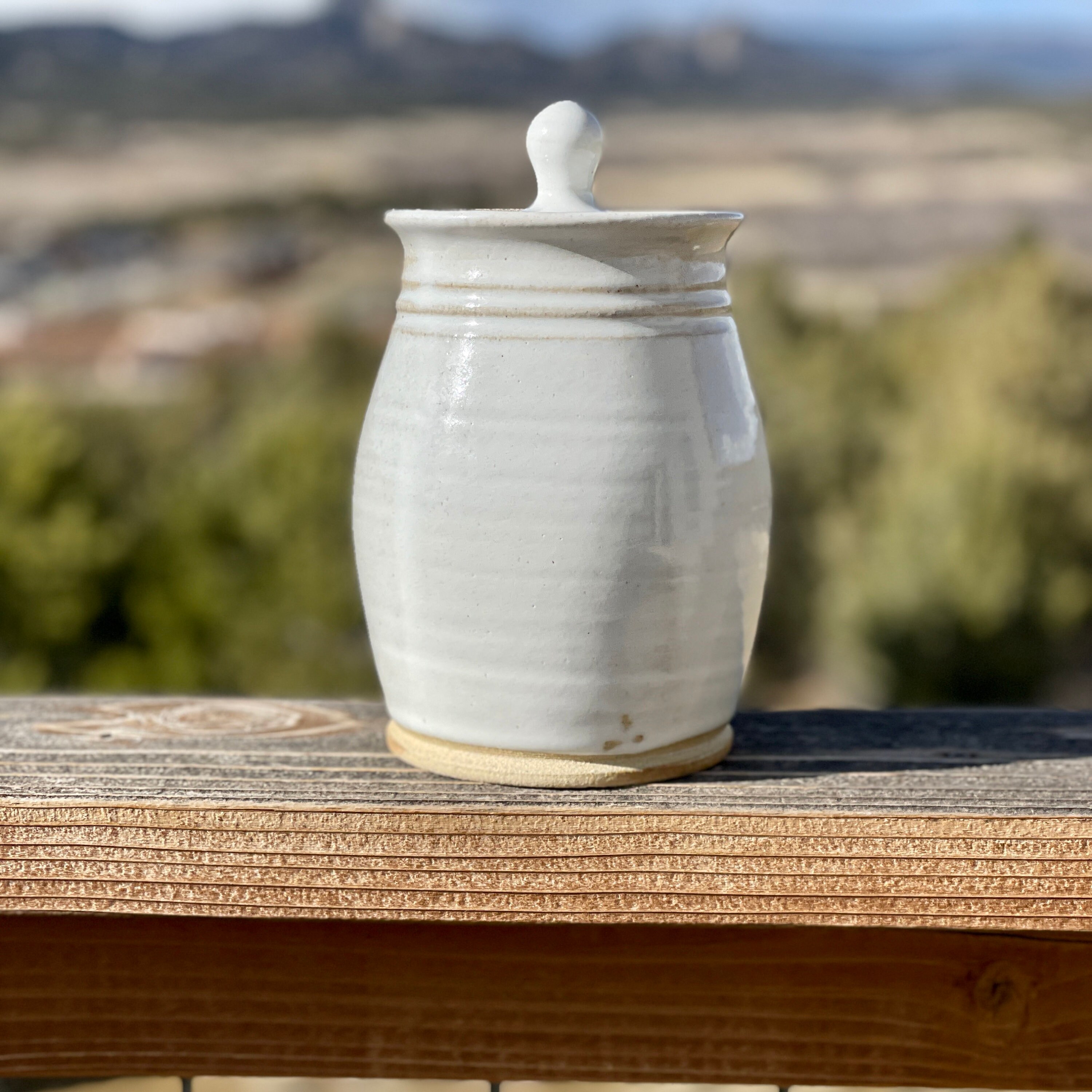 Pottery handmade sourdough crock covered jar white Etsy