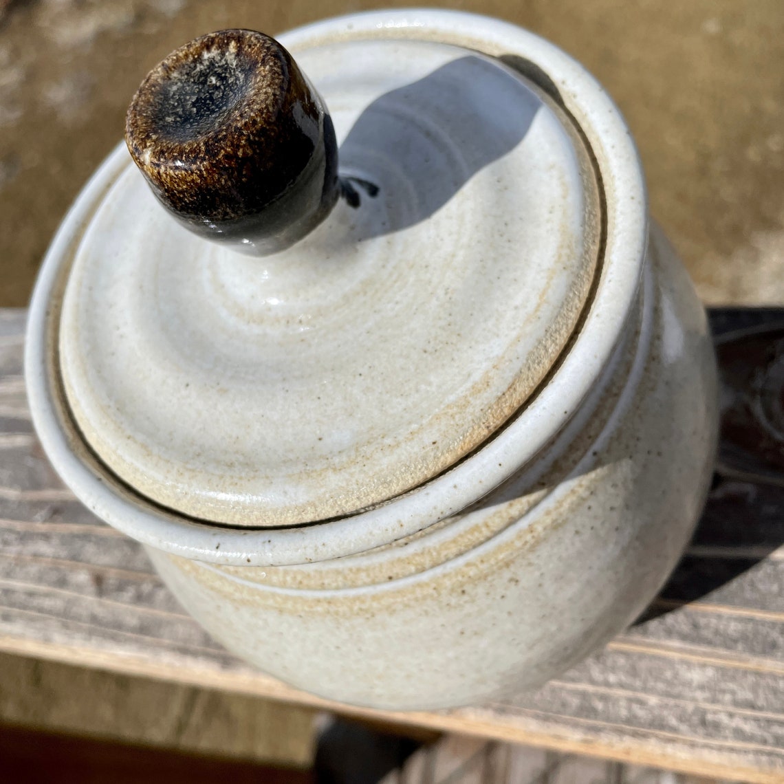 Pottery handmade sourdough crock earth tones white brown Etsy