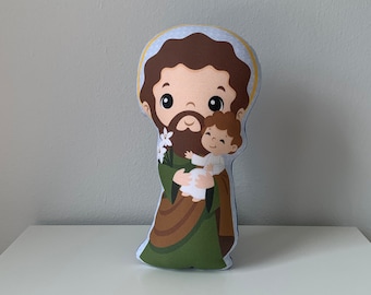 Saint Joseph Stuffed Doll, Saint Pillow Doll, Saint Gift, Baptism, Catholic Gift, Saint Joseph Doll, Pillow Doll, Saints Doll, Saint Joseph