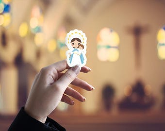 Our Lady of Garabandal with baby Jesus Sticker, Our Lady of Garabandal Waterproof Sticker, Matte Sticker, Catholic Saints Sticker, Saints