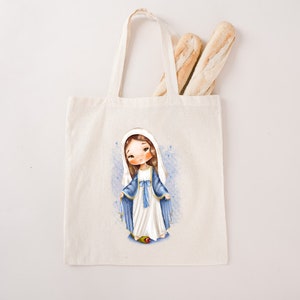 Miraculous Medal Of Virgin Mary Catholic Tote Bag - Religious Saint Carry All Bag