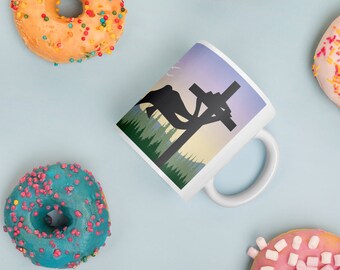 Jesus Christ Cross in the Wind 11oz Mug, Catholic Mug, Saints Mug, Catholic Saints Mug, Devotional Mug