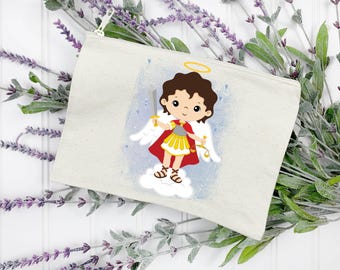 Saint Michael Zipper Pouch, Mass Veil Zipper Bag, Pencil Pouch, Makeup Bag, Catholic Saint Gift, Veil Pouch, Veil bag, Prayer Cards Bag