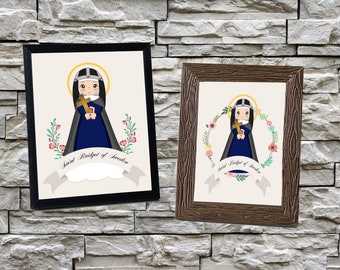 Saint Bridget of Sweden Wall Art, St Bridget of Sweden Art Print, Catholic Saint Art Print, Illustrated Art Print, Saint Bridget of Sweden