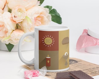 Catholic Simbols 11oz Mug, Catholic Mug, Saints Mug, Catholic Saints Mug, Devotional Mug