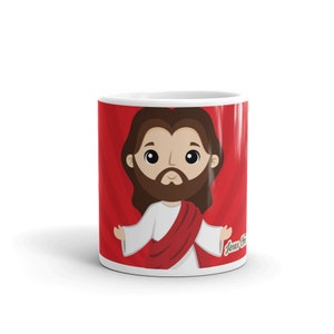 Jesus Christ in Red Mug, Catholic Mug, Saints Mug, Catholic Saints Mug, Devotional Mug