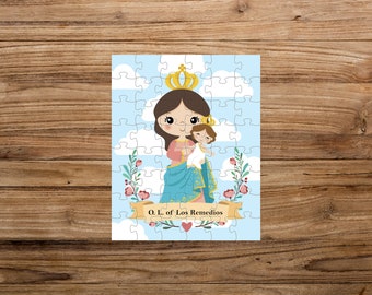 Our Lady of Los Remedios Puzzle, 48, 80 & 120 pieces puzzle, Catholic Jigsaw, Saints Puzzle, Catholic Saints Jigsaw, Catholic Toy, Gift