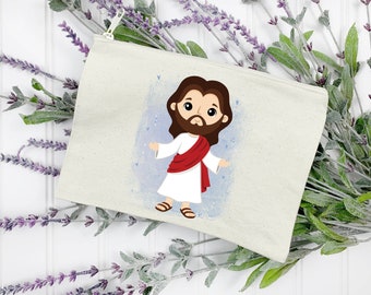Jesus Christ Zipper Pouch, Mass Veil Zipper Bag, Pencil Pouch, Makeup Bag, Childs purse, Catholic Saint Gift, Veil Pouch, Veil Bag, Jesus