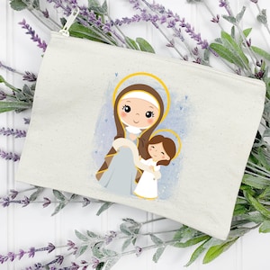 Heilige Anne und Jungfrau Maria-Tasche, Massenschleier-Reißverschlusstasche, Bleistiftbeutel, Make-up-Tasche, Kindergeldbeutel, katholisches Heiliges Geschenk, Schleier-Beutel