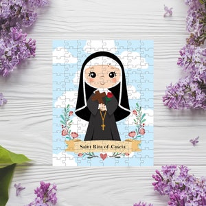 Saint Rita of Cascia Puzzle, 48, 80 & 120 pieces puzzle, Catholic Jigsaw, Saints Puzzle, Catholic Saints Jigsaw, Catholic Toy, Saints toy