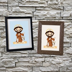 Saint Francis of Assisi Wall Art, Francis of Assisi Art Print, Catholic Saint Art Print, Illustrated Art Print, Jesus Wall Art, Digital Art