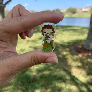 Saint Joseph is Acrylic Pin, Saint Joseph Button, Label Pin.