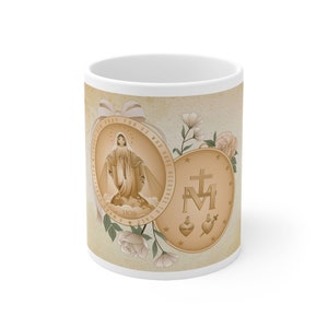 Miraculous Medal 11oz Mug, Catholic Mug, Saints Mug, Catholic Saints Mug, Devotional Mug, Marian Mug