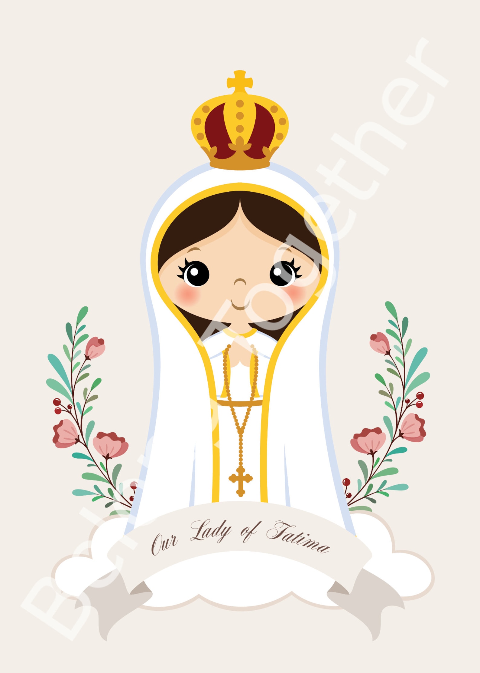Our Lady of Fatima Wall Art Lady of Fatima Art Print Etsy