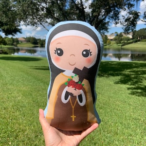 Saint Therese of Lisieux Stuffed Doll, Saint Gift, Baptism, Catholic Gift, Gift,  Doll, Pillow Doll, Saints for kids, saints doll.