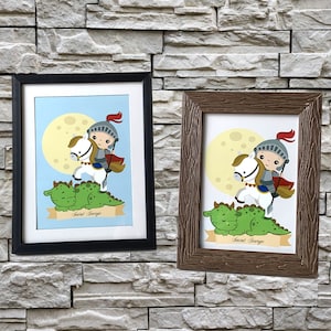 Saint George Wall Art,  Saint George Art Print, Catholic Saint Art Print, Illustrated Art Print, Wall Art, Digital Art