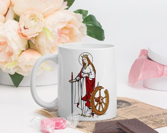 Saint Catherine of Alexandria 11oz Mug, Saint Catherine of Alexandria Mug, Catholic Mug, Saints Mug, Catholic Saints Mug, Devotional Mug